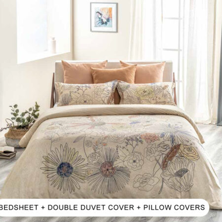 Doodle Mellow Buff Double Bedding Set