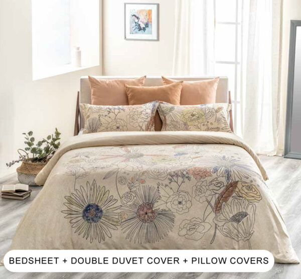 Doodle Mellow Buff Double Bedding Set