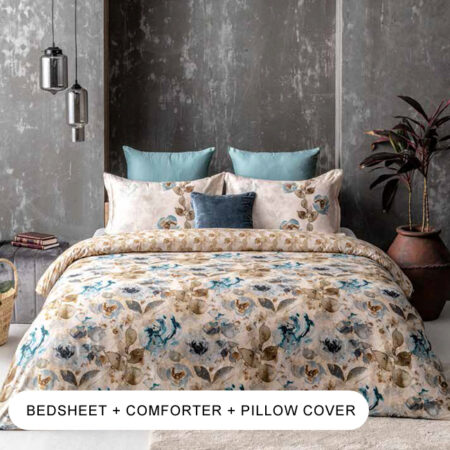 Garden of Roses Horizon Blue Double Bedding Set