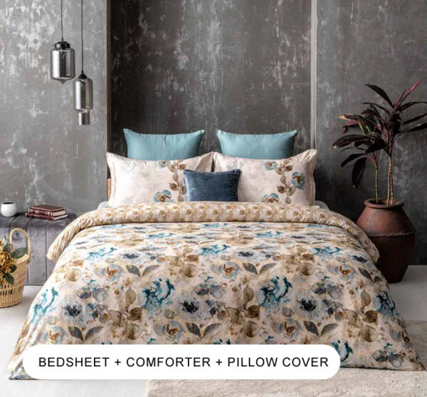 Garden of Roses Horizon Blue Double Bedding Set